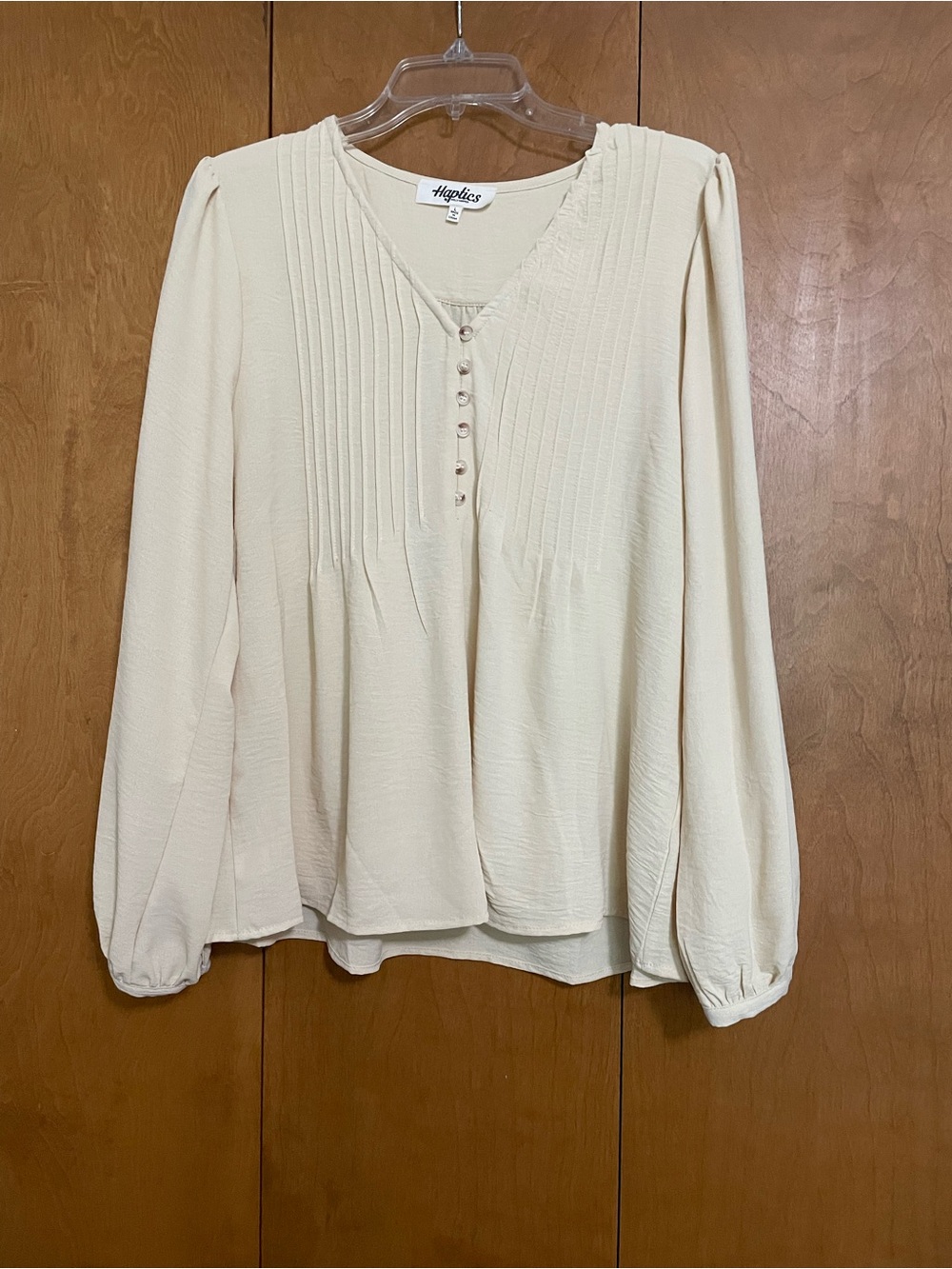 Cream Pintuck Button-Front Women's Blouse